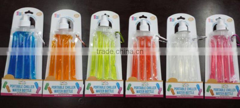 Manufacturing premium covered water sports bottle foldable cooling bottle BPA free 480ml