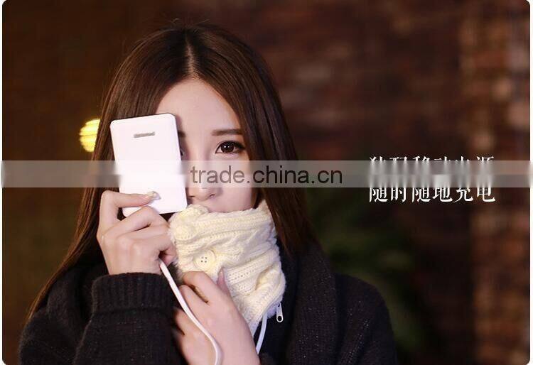 New Arrival Electrical Heating Collar Couple Fasion Valentine Present Rechargeable Warm Scarf With Power Bank, Knitted Scarf