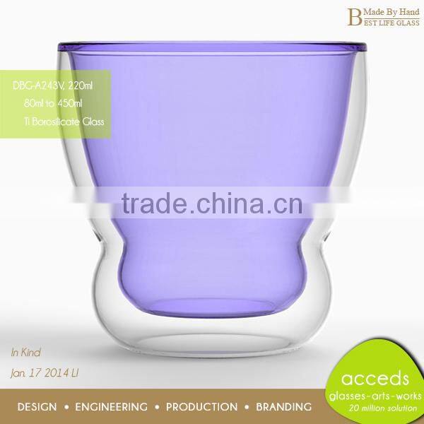 Fancy Colored Double Wall Glass Tea Coffee Cup Mug