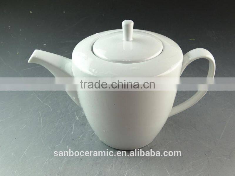 wholesale stock white classic Cheap porcelain teapot, cafe cheap white tea pot for restaurant teapot