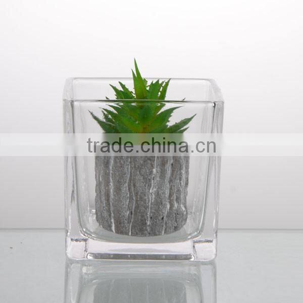 25cm/20cm length clear hande made home decor sqnare vase