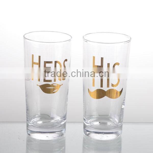 2016newest High water glass cup paste golden decal