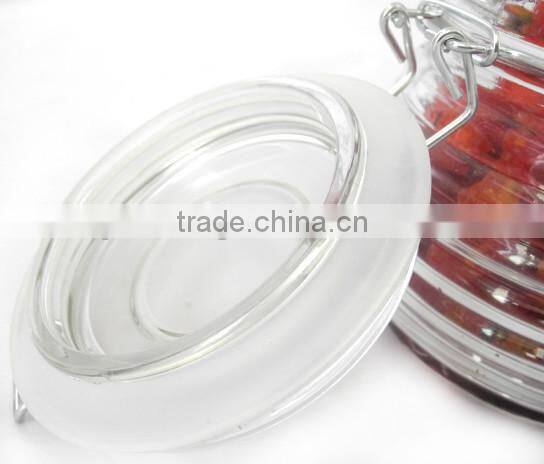 ZIBO wholesale clear cylinder glass lid glass jar with clip lid