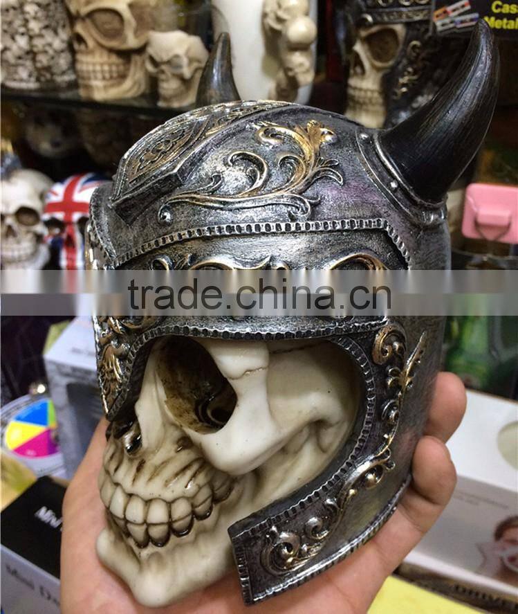 Halloween props Ox horn skeleton resin skull knight