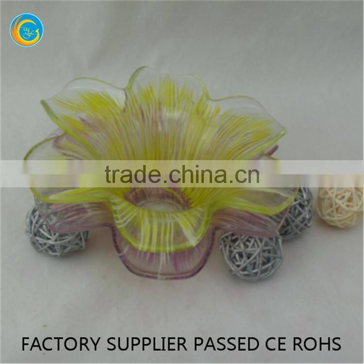 Flower shape colored glass plate with cheap price