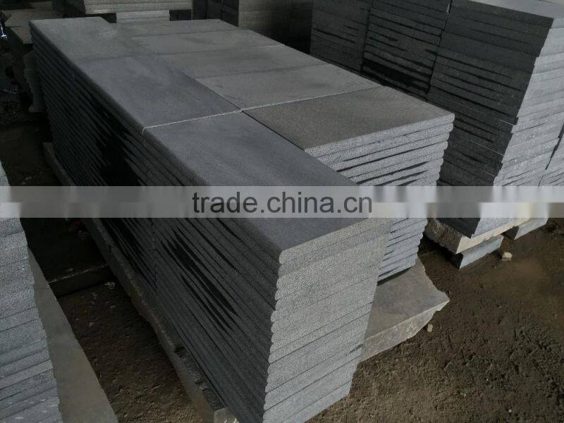 Black Stone Tiles Antique Black Basalt Stair Step Black Basalt Flooring Tile