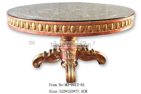 MO-0412-01 Antique dining table with glass top