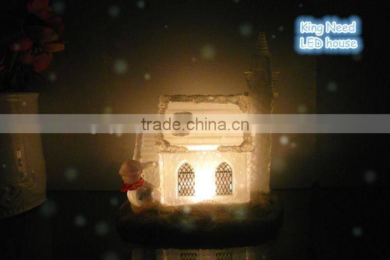 2015Dongguan Acrylic 7inch snow house with LED color-changing Light
