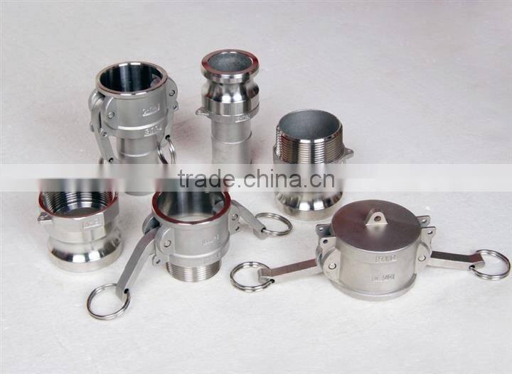Stainless steel camlock quick coupling, China manufacturer, Parts A B C D E F DC DP, size from 1/2" to 6"
