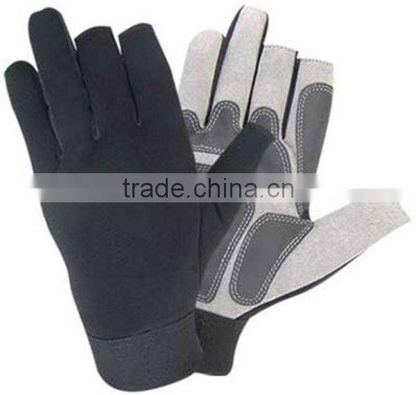 Reflective back synthetic leather mechanic glove