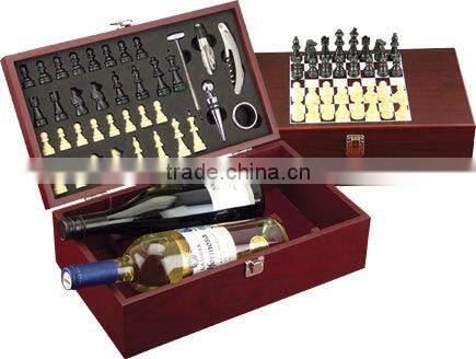 K0454-6W 2 bottle Wine bottle set with chess