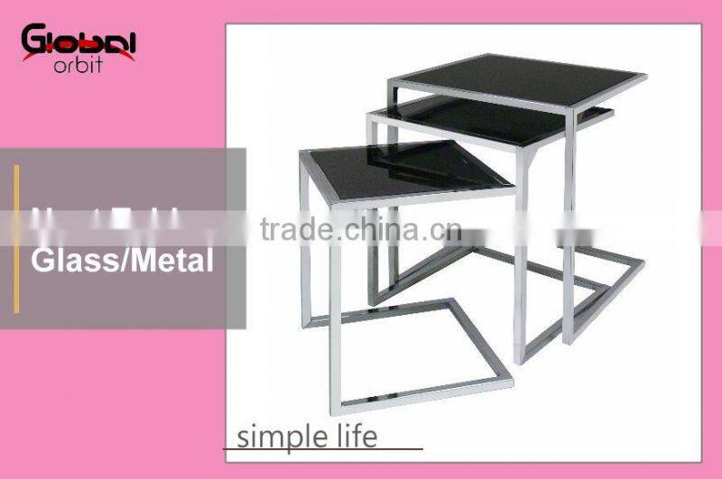 Living Room Furniture Durable Metal Frame Square Glass Top Console Table