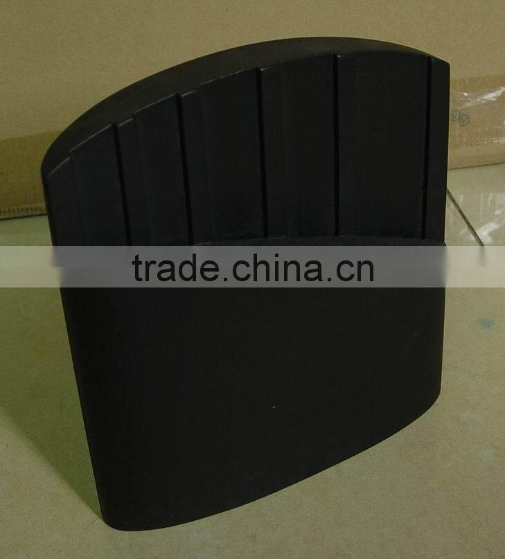 Black 5- Slots solid wood Knife block, Stand, holder, Black Lacquer coated, size: 22x22x6CM