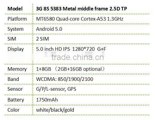 8S mobile 3G 8S5383 5.0" super slim mobile phone touch screen