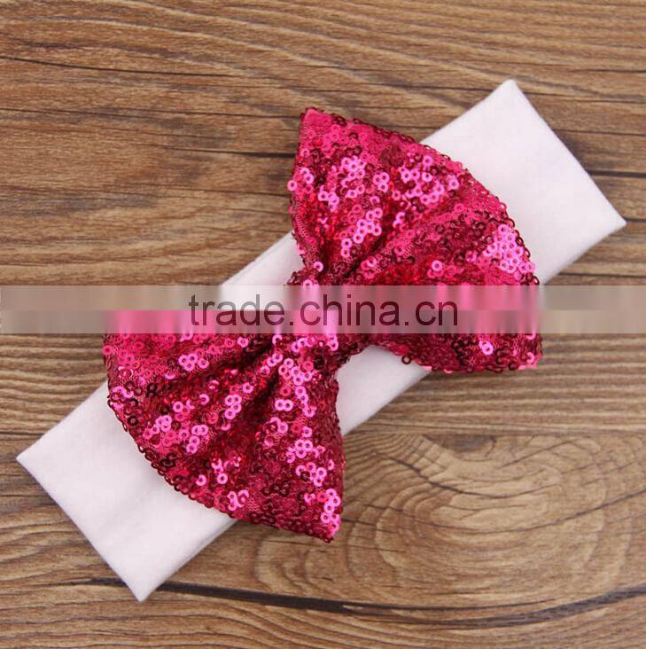Sequin Bow Stripe Cotton knot headband baby headband wholesale