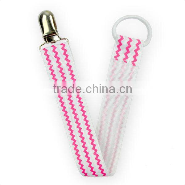 Wholesale Soother Baby Pacifier Chain Clip Ribbon Printed Pacifier Clip Baby, High Quality Pacifier Clip Holder