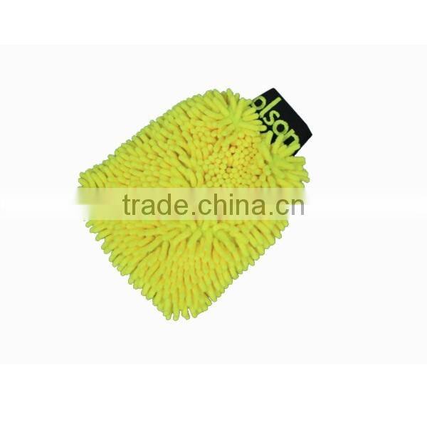logo embroider plush chenille microfiber car dust wash mitt