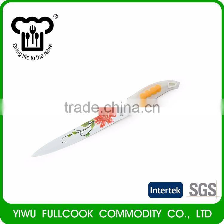 Modern style unique plastic handle flower pattern vegetable fruit knife set