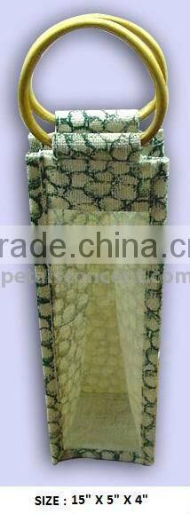 PP laminated jute single bottle wine bag
