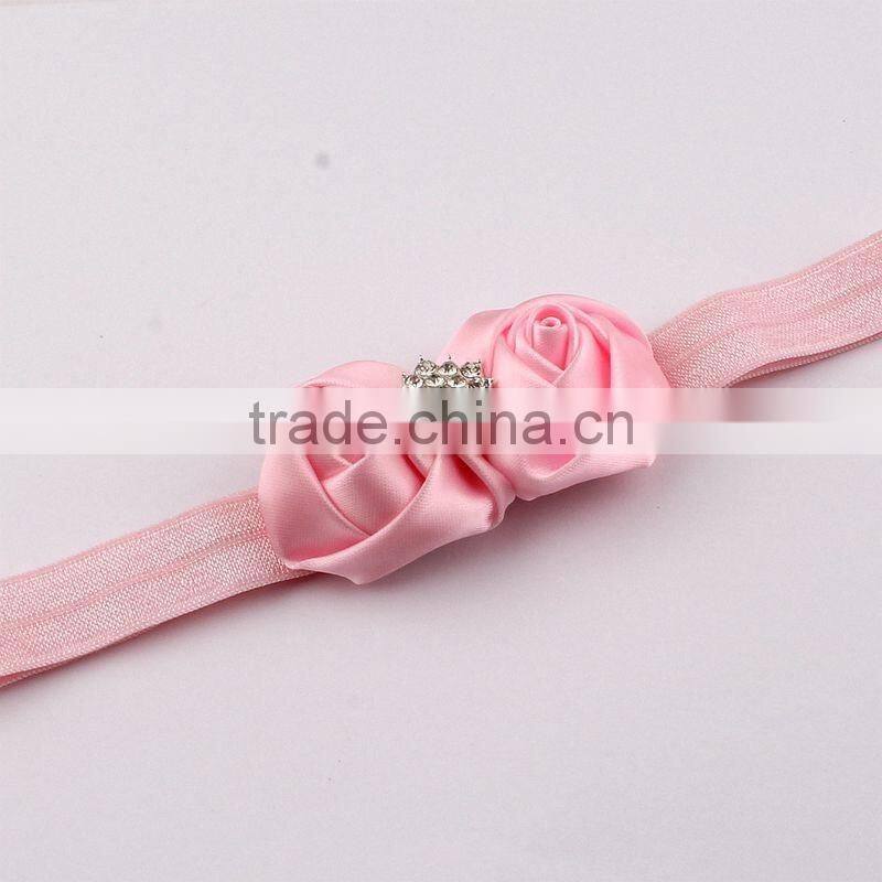 rolled handmade rose flower headband satin flower hair band