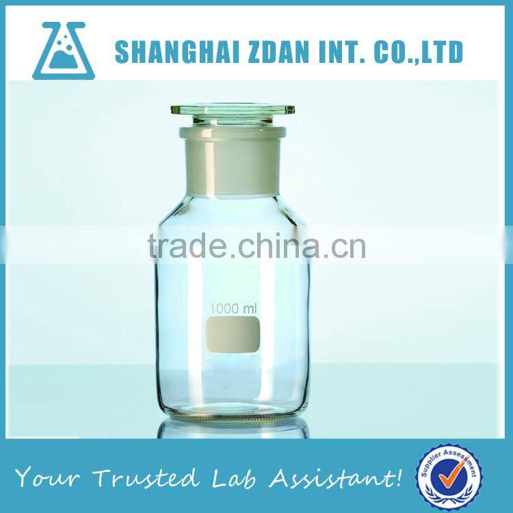 1000ml Wide Mouth Clear Glass Reagent Bottles With Ground-in Glass Stopper Or Plastic Stopper