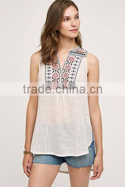 Evynne Embroidered soft cotton TANK TOPS