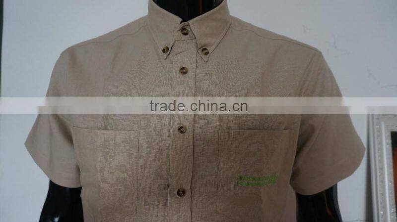 2017 OEM design cotton&linen men's short sleeve shirt