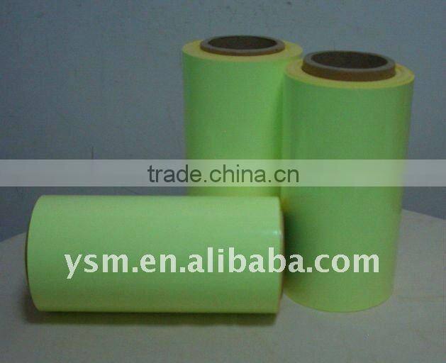 glow green light photo-luminescent film in the darkness