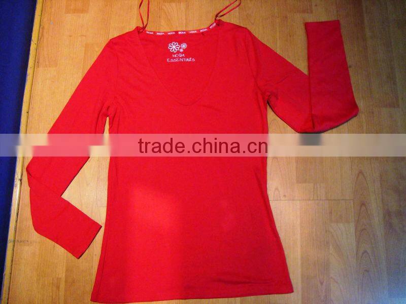 LADIES LONG SLEEVE T SHIRT (Garment Stock lots / Apparel Stock / stocklots / Garment Apparel from Sri Lanka)