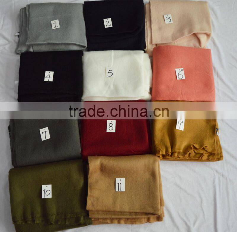 Fashion popular lady men unisex soft viscose winter solid plain fleece scarf