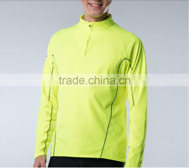 100% Polyester Half Zip Shirt Wholesale Sports Gym Quick dry Men's Running Fitness Half-zip Long Sleeve Shirts