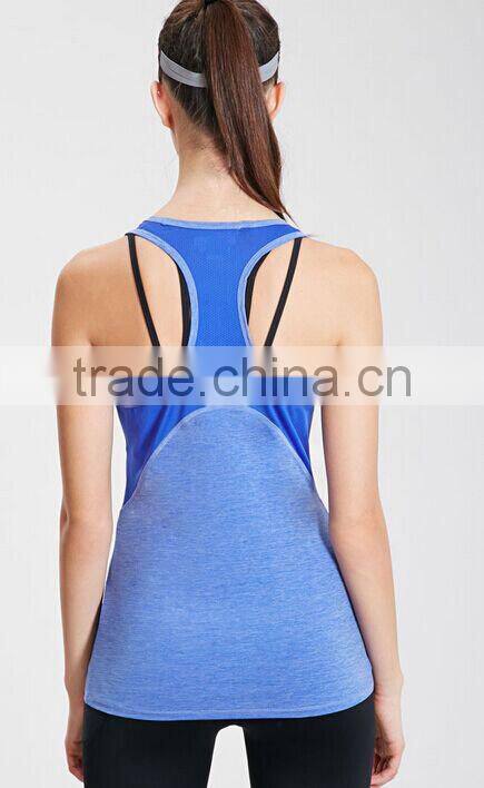Hot sale ladies tank top 2017 fitness tank top mesh dry fit sports wear