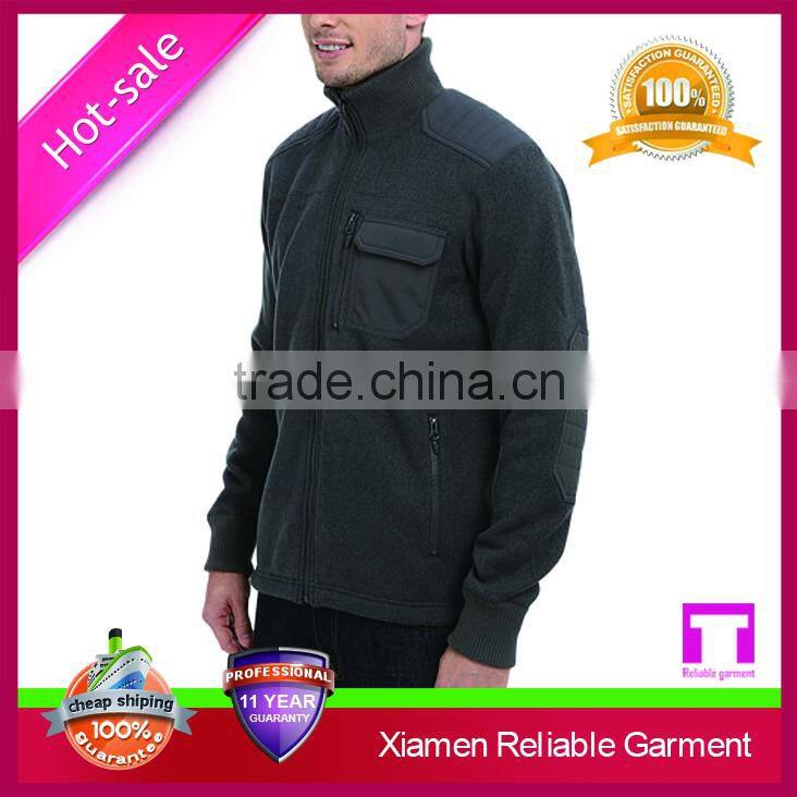 2015 zip style winter soft sweater knit fleece fabric jackets for men sport wear