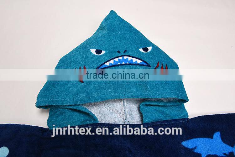 Alibaba Trade Assurance ring spun cotton screen printing terry cloth poncho hooded beach towel