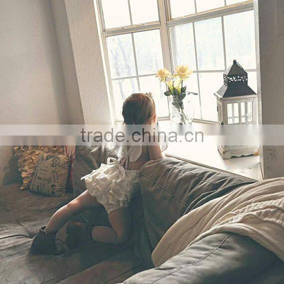 2017 Vintage spring summer baby girl ruffle bubble 100% cotton baby clothes romper for boutique wholesale