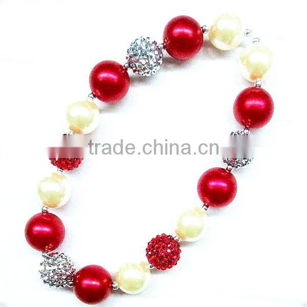 Christmas Baby Bubblegum Beaded Necklace