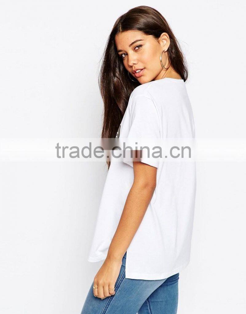 New collection simple design print letter fashion T-shirt for lady