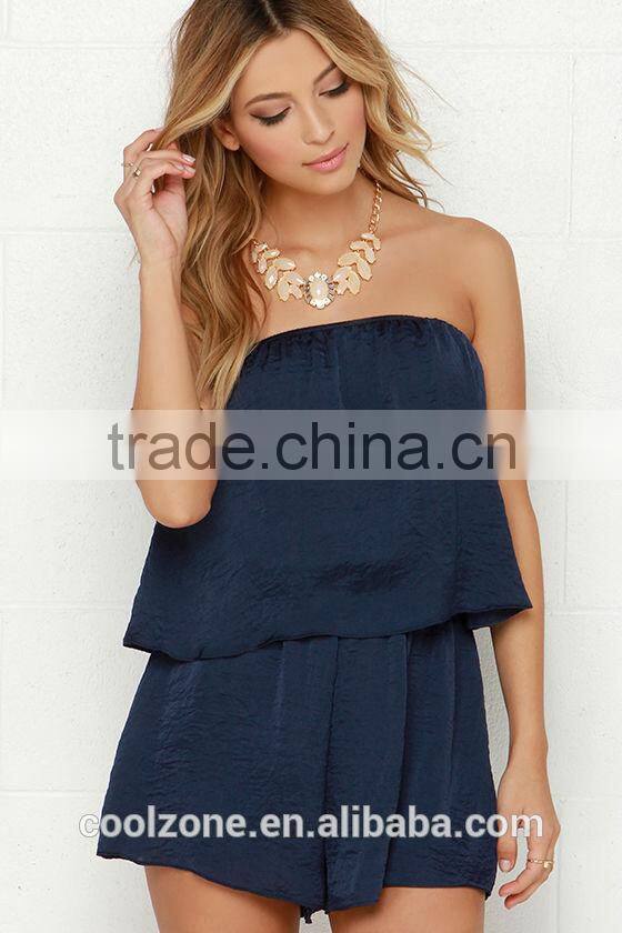Strapless Flattering Adult Women Rompers and Jumpsuits with Tier
