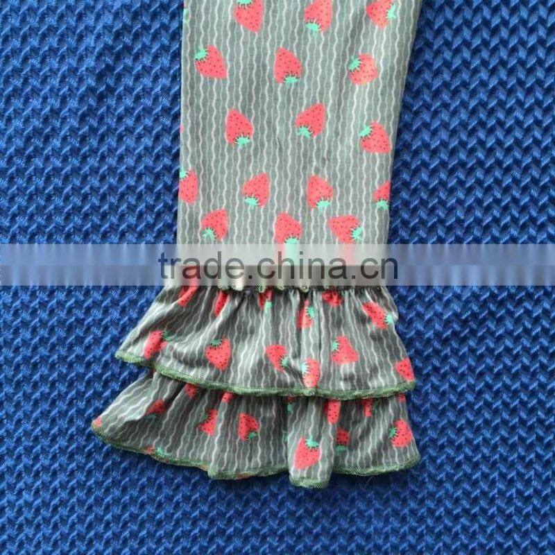 2015 ney style baby 3 pcs outfit strawberry design ruffle long shirt lace thin coat and ruffle pants YW-151