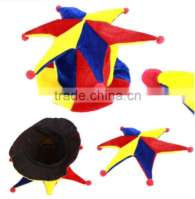 Hex cap comb plush sponge clown hat Mardi Gras Flag Hooded hexagonal cap Carnival clown hat