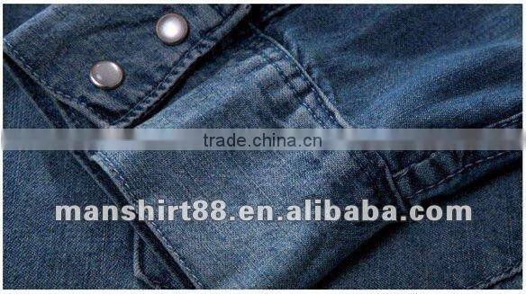 High quality Light blue 100%Cotton Washed Denim/Retro Cowboy Shirt for men with S,M,L,XL,XXL