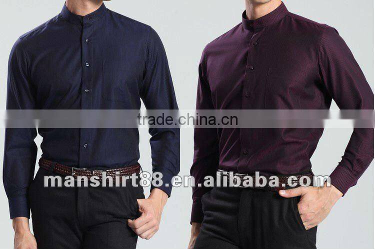 100% cotton mandarin collar slim fit white mens dress shirt