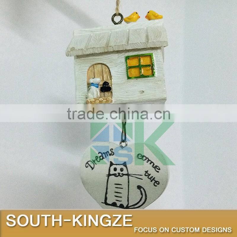 White Wood House Cat Plate Brass Stainless Ringing Bell