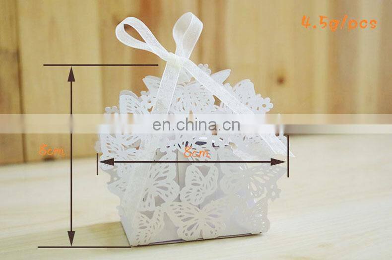 Butterfly Hollow Wedding Favour Box With Organza Ribbon Birthday Party Candy Boxes