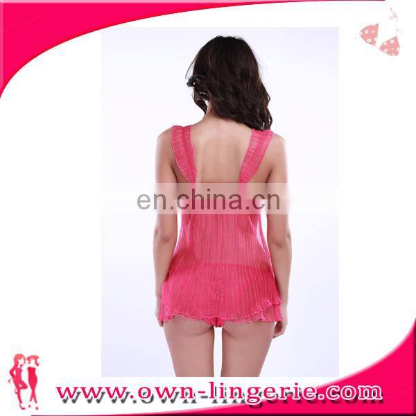 Jumpsuit Women red sexy lace style transperant sleeping wear