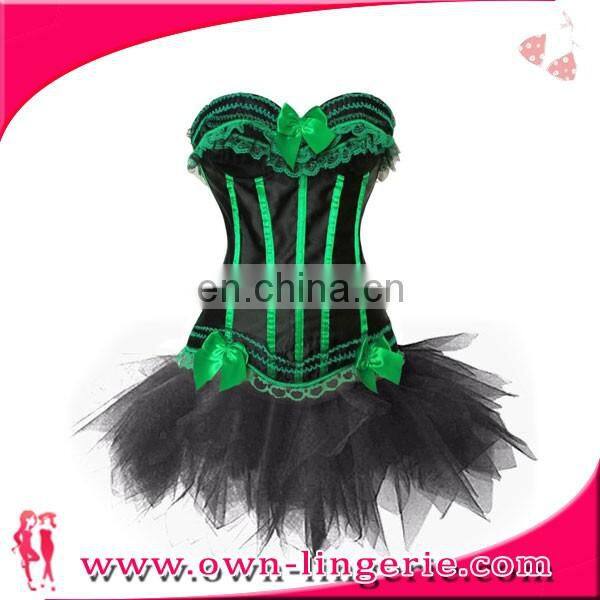 Women's Plus Size Lace Up Corset Lingerie with skirt