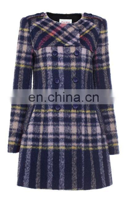 Latest catchy russian style plain design double-breasted button dress coat winter clothes