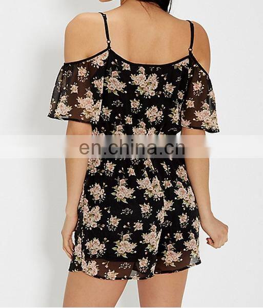 2017 Summer street Fashion ladies floral printed jumpsuits