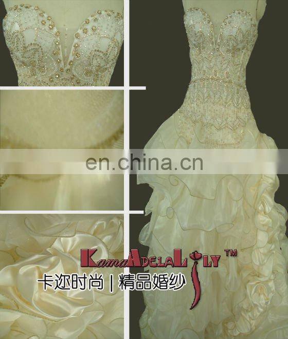 EB720 Deeep weetheart evening dress exotic Organza layer Wedding dress