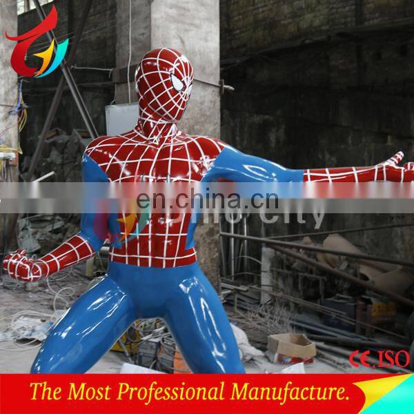 High Quality Superhero Charactor Life Size Spiderman Fiberglass Statue